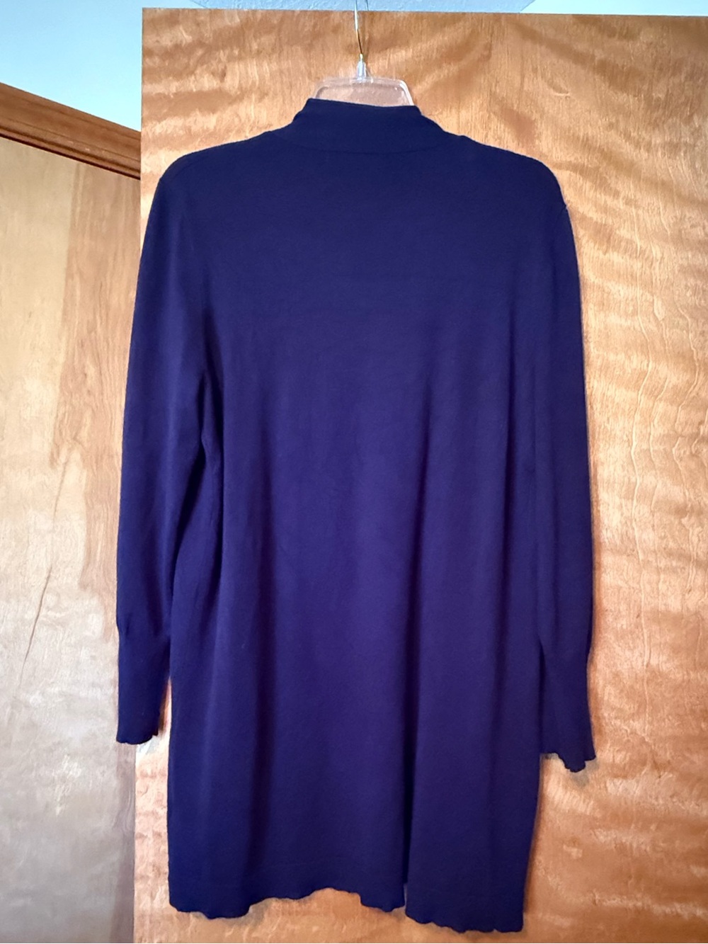 Long Open-Front Women's Cardigan Sweater - navy - Picture 4 of 5